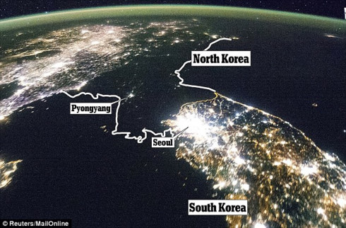 Triều Tiên và Hàn Quốc trong đêm - Ảnh vệ tinh